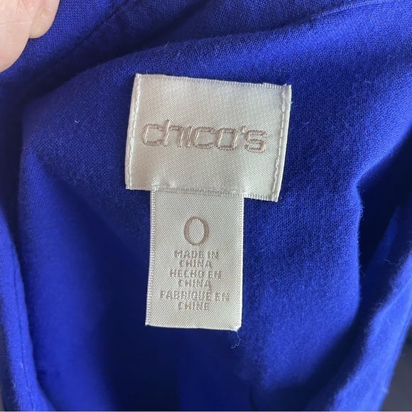 Chico’s Cotton 100% Royal Blue Long Sleeve Women New Shirt Straps Sleeve Size 0 - Picture 8 of 11